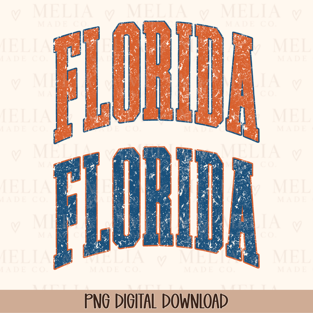 Vintage Florida PNG Bundle | Retro Distressed Varsity Lettering | Game Day Digital Download