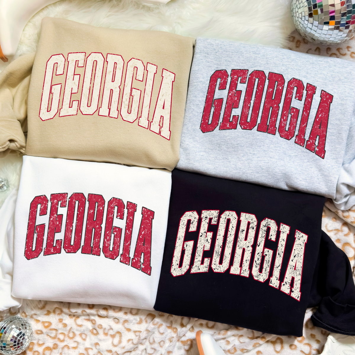 Vintage Georgia PNG Bundle | Distressed Varsity Letter Design
