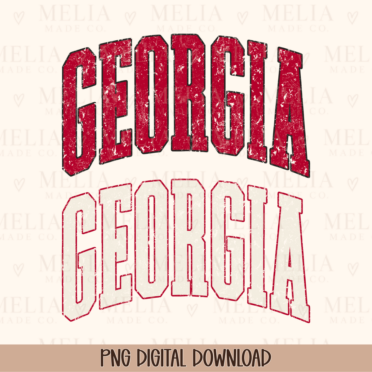 Vintage Georgia PNG Bundle | Distressed Varsity Letter Design