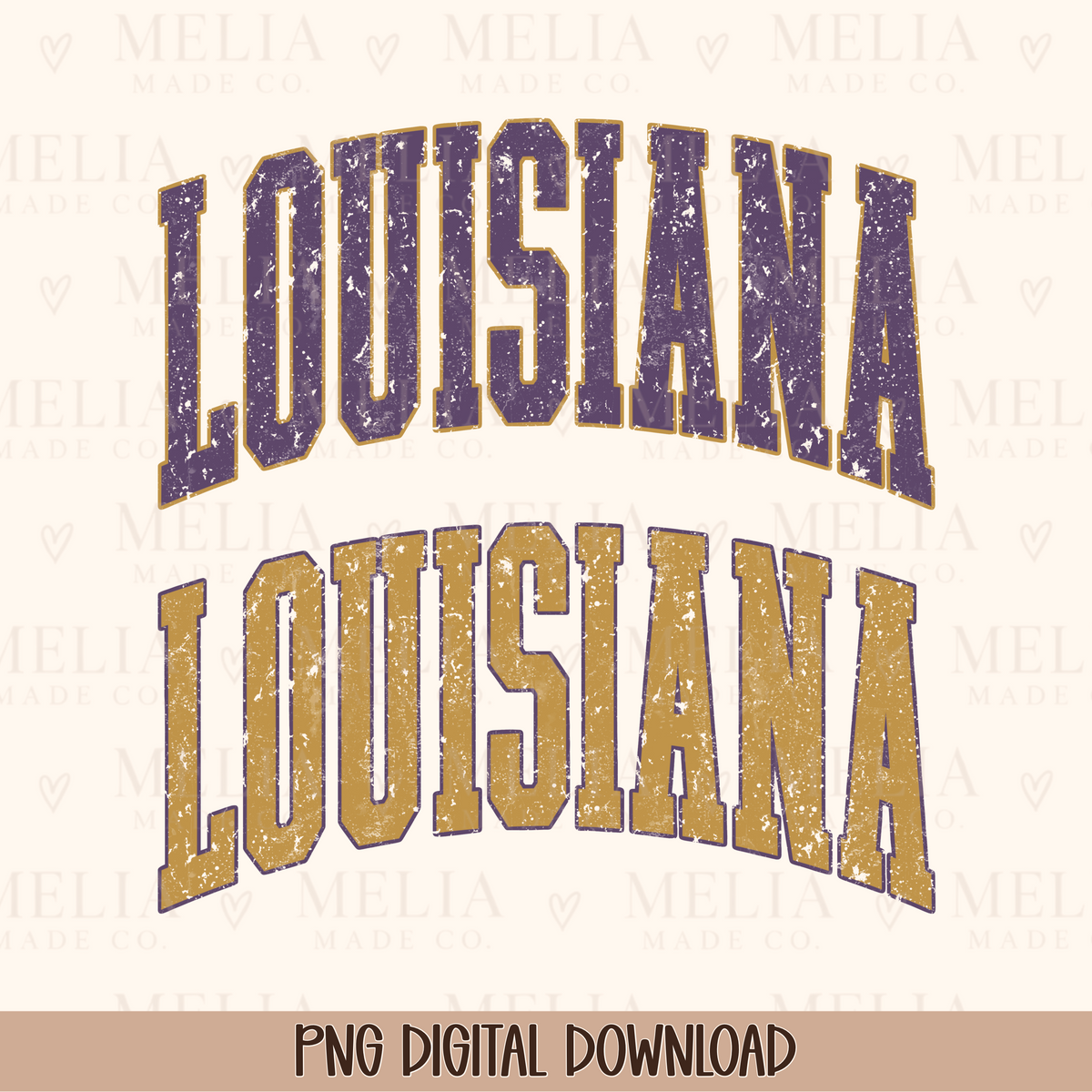 Vintage Louisiana PNG Bundle | Retro Distressed Varsity Lettering | Game Day Digital Download