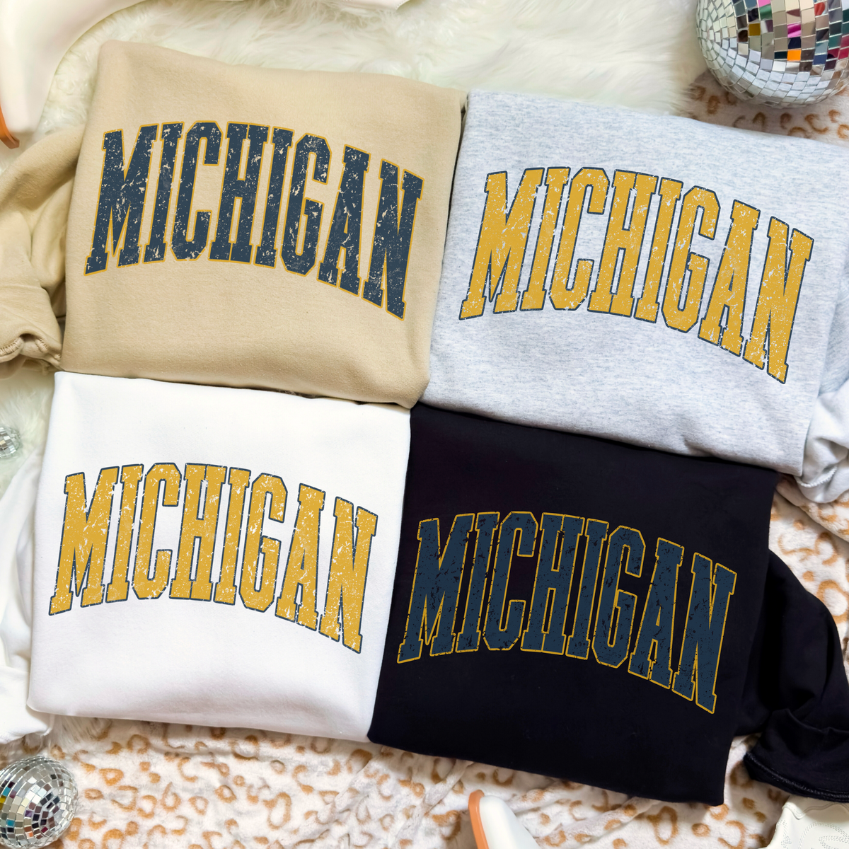 Vintage Michigan PNG Bundle | Retro Distressed Varsity Lettering | Game Day Digital Download