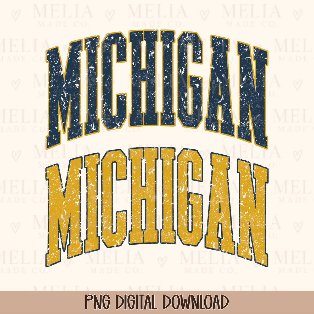 Vintage Michigan PNG Bundle | Retro Distressed Varsity Lettering | Game Day Digital Download