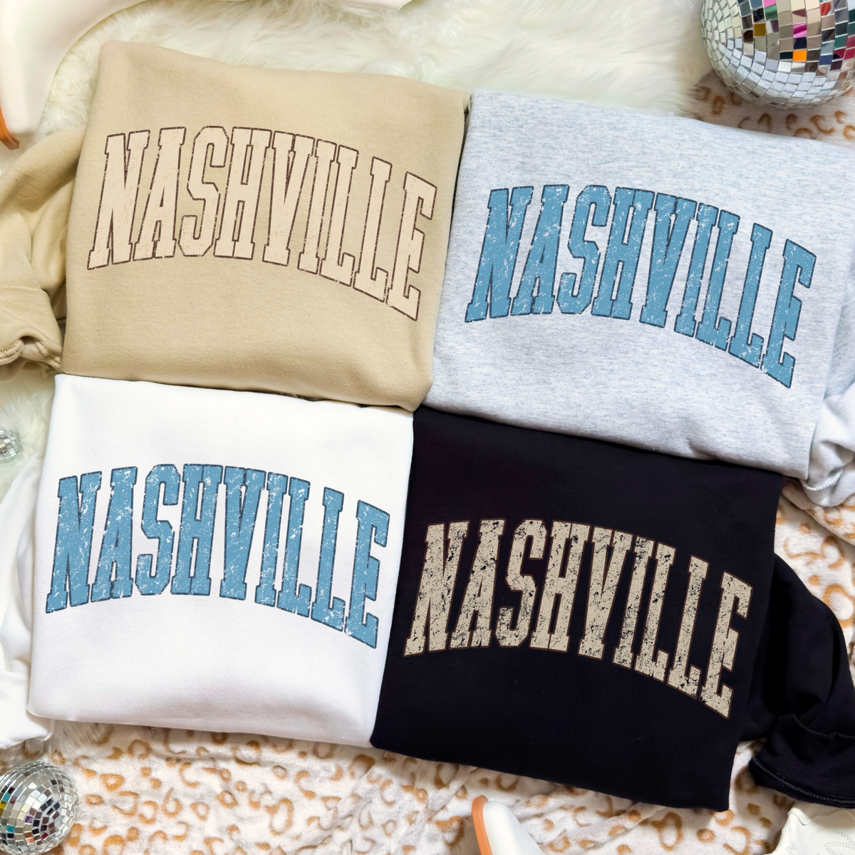 Vintage Nashville PNG Bundle | Retro Distressed Varsity Lettering | Digital Download