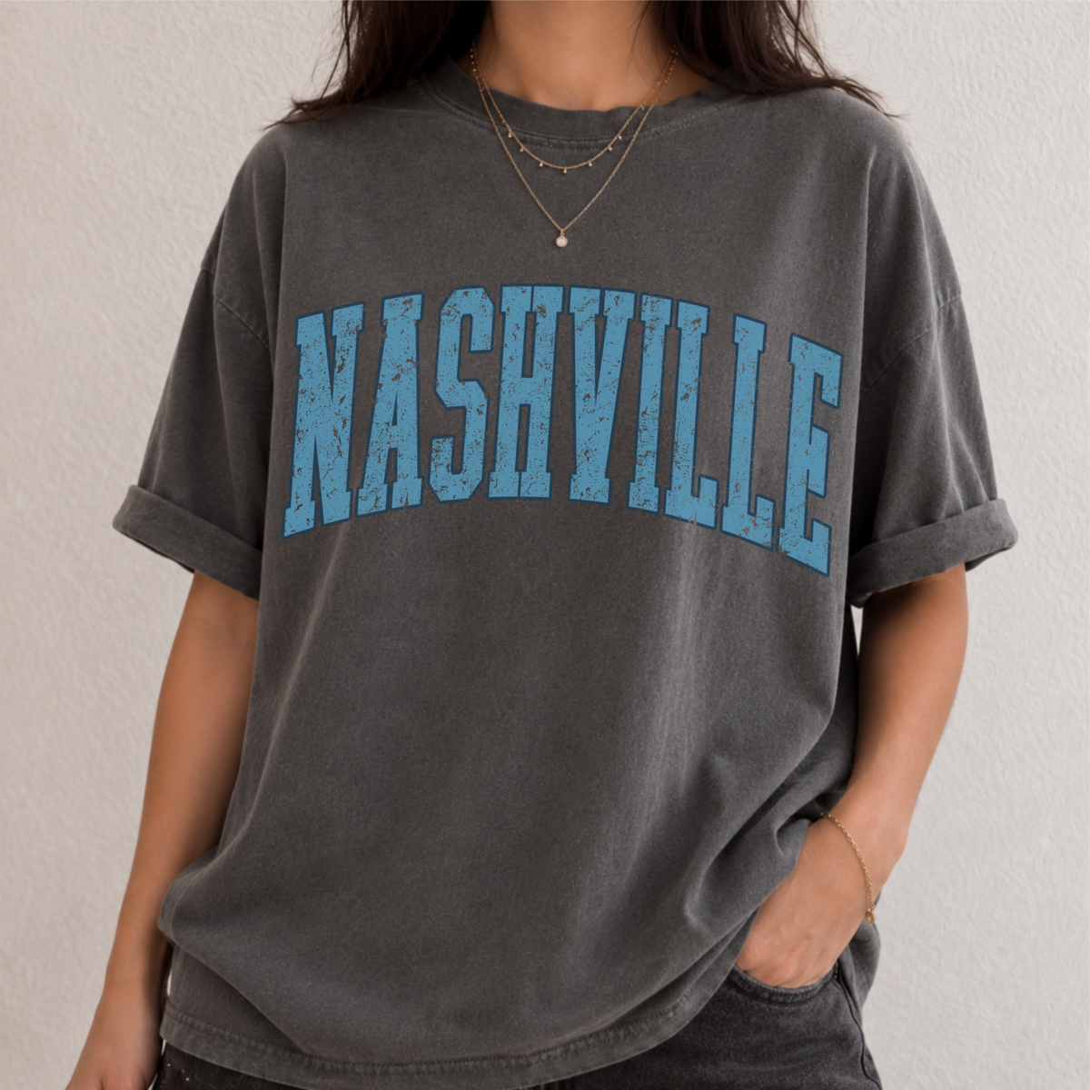Vintage Nashville PNG Bundle | Retro Distressed Varsity Lettering | Digital Download