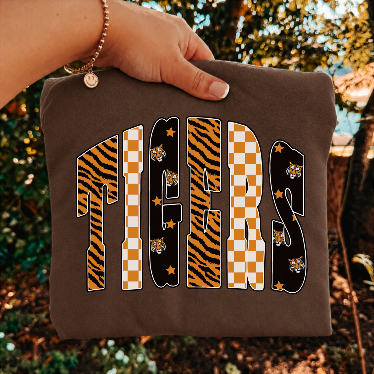 Retro Tigers PNG | Tiger Print Checkered Mascot Design