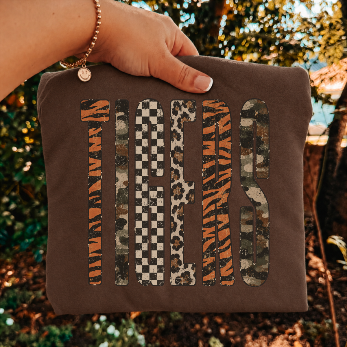 Vintage Tigers PNG | Distressed Tiger Print Camo Checkered Design