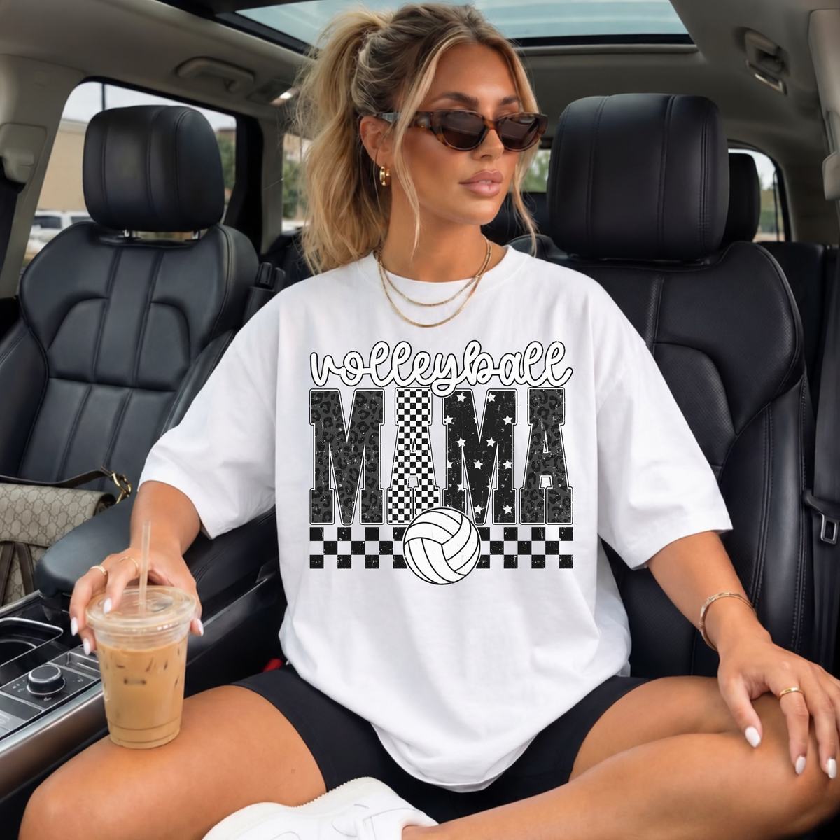 Volleyball Mama PNG | Leopard Checkered Volleyball Mom Design