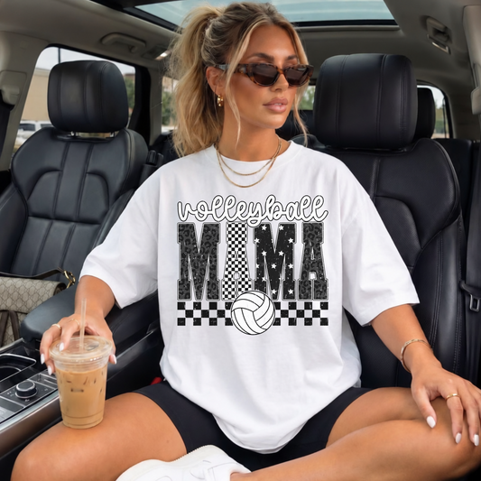 Volleyball Mama PNG | Leopard Checkered Volleyball Mom Design